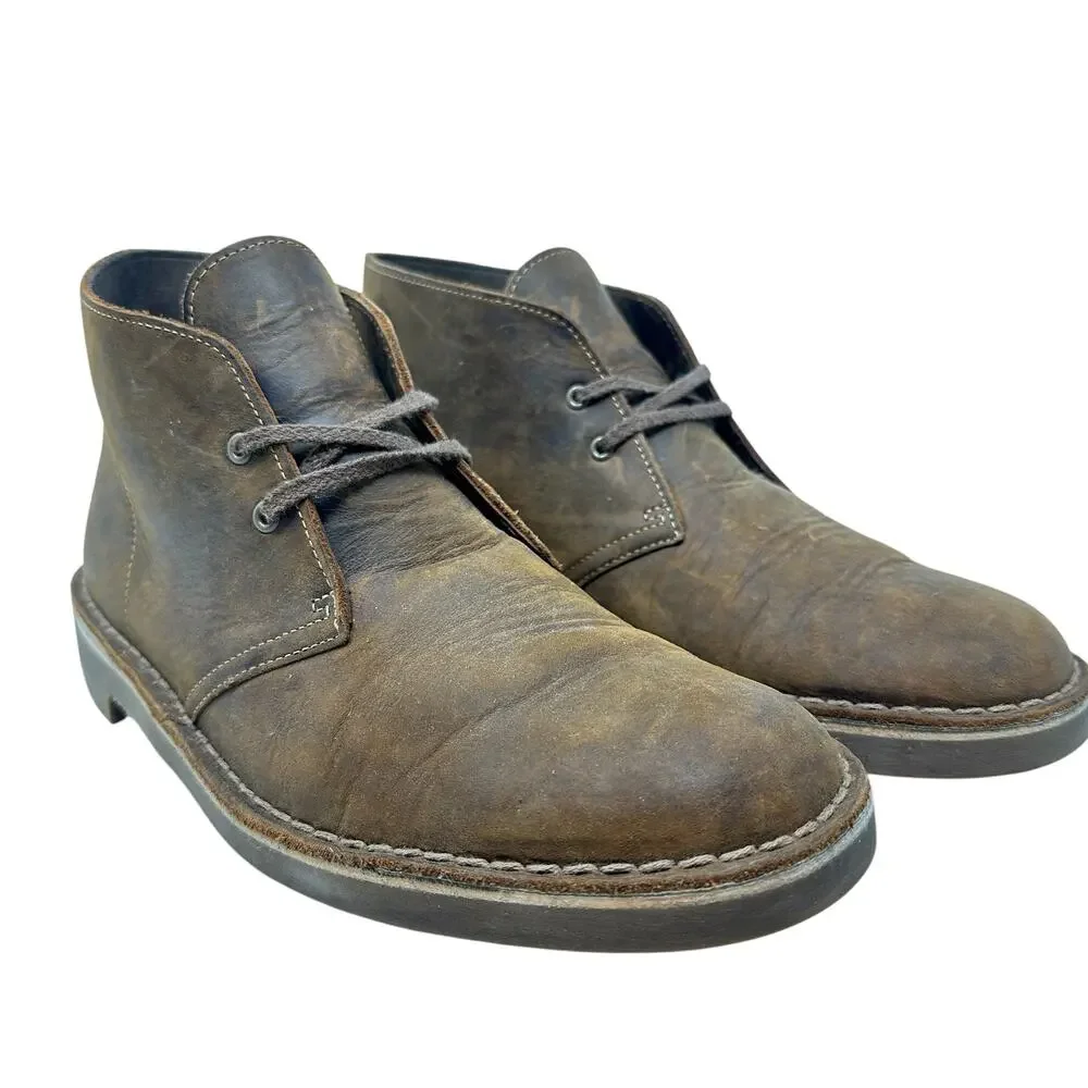 Clarks Men's Bushacre 2 Chukka Boots Brown Leather Size US 9‎